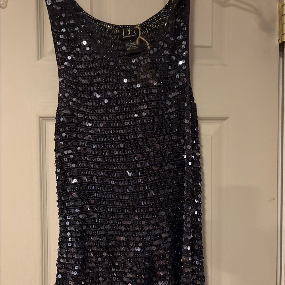 INC International Concepts Navy Crochet Top